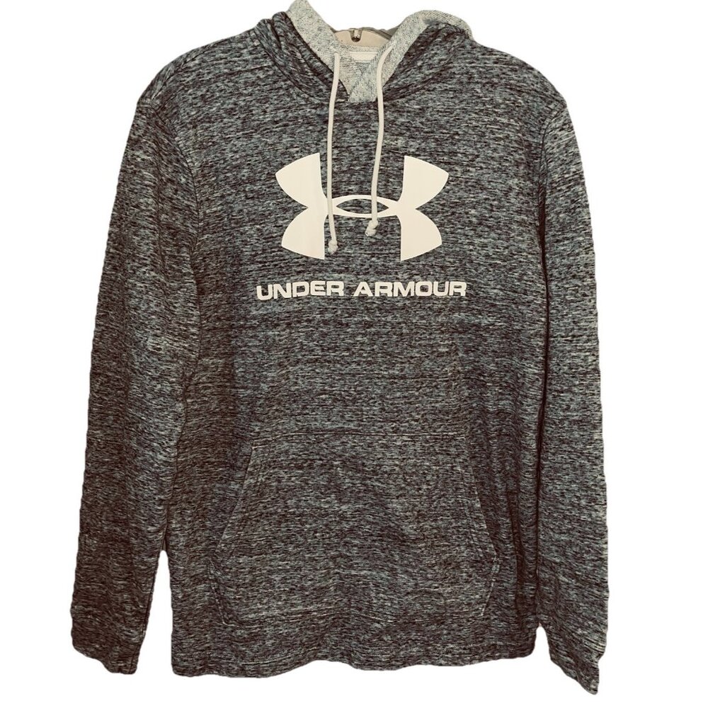 Under Armour Unisex Gray Hoodie Logo Kangaroo Pocket Long Sleeves Sz M